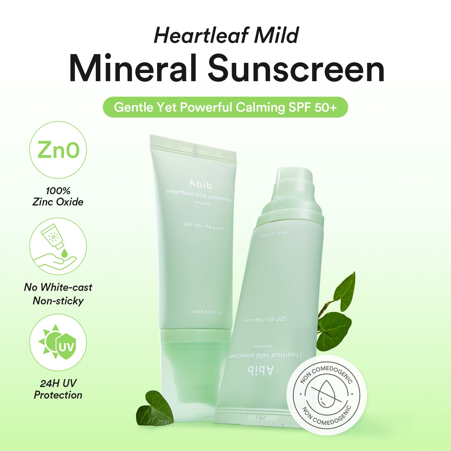 Abib Heartleaf Mild Sunscreen Relief Tube SPF50+ PA++++