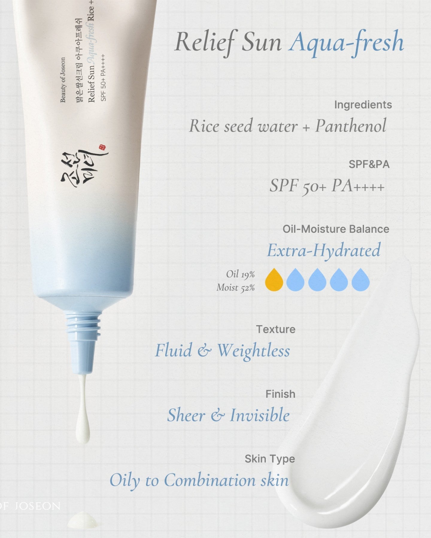 BEAUTY OF JOSEON Sun Aqua-fresh Rice+B5 SPF50+ PA++++